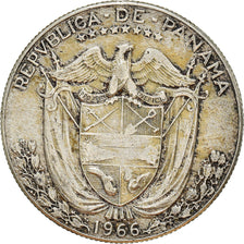 Moeda, Panamá, 1/2 Balboa, 1966, U.S. Mint, EF(40-45), Prata, KM:12a.1