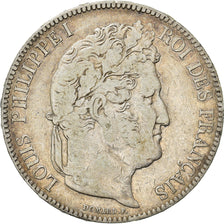 Moneda, Francia, Louis-Philippe, 5 Francs, 1842, Paris, BC+, Plata, KM:749.1