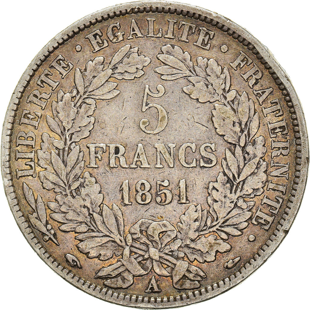 Moneta, Francia, Cérès, 5 Francs, 1851, Paris, BB, Argento, KM:761.1