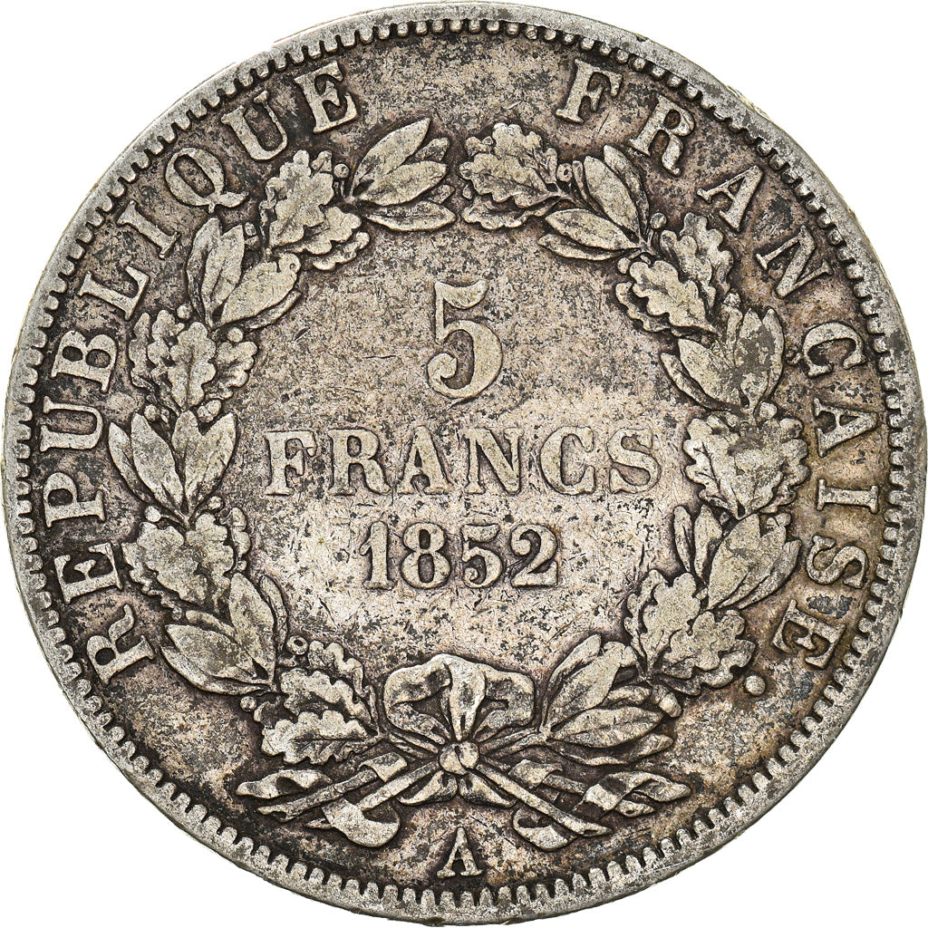 Moeda, França, Napoléon III, 5 Francs, 1852, Paris, VF(20-25), Prata, KM:773.1