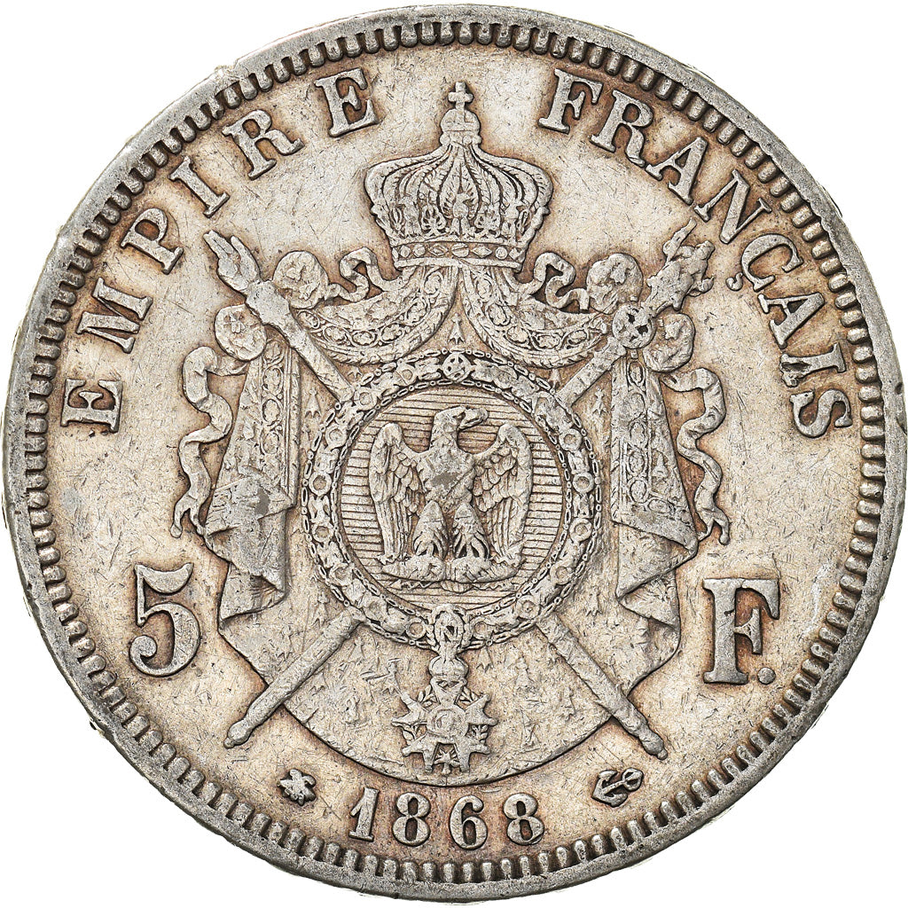 Coin, France, Napoleon III, 5 Francs, 1868, Paris, EF(40-45), Silver, KM:799.1