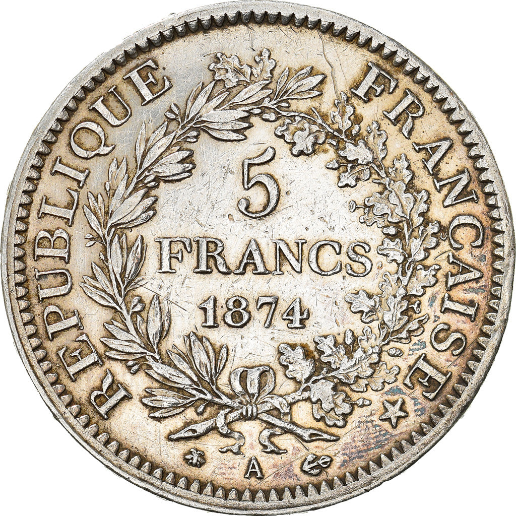Coin, France, Hercule, 5 Francs, 1874, Paris, EF(40-45), Silver, KM:820.1