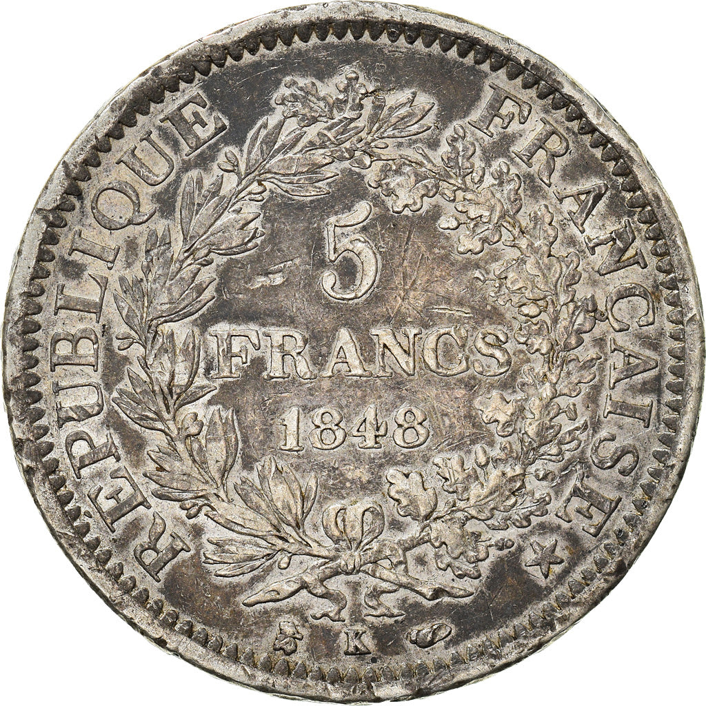 Monnaie, France, Hercule, 5 Francs, 1848, Bordeaux, TB+, Argent, Gadoury:683