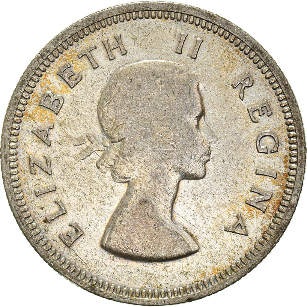 Coin, South Africa, Elizabeth II, 2 Shillings, 1955, VF(30-35), Silver, KM:50