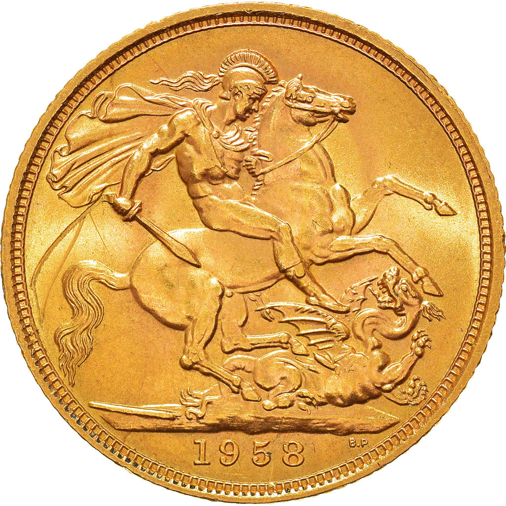 Coin, Great Britain, Elizabeth II, Sovereign, 1958, MS(63), Gold, KM:908