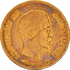 Moneda, Francia, Napoléon III, 10 Francs, 1857, Paris, BC+, Oro, KM:784.3