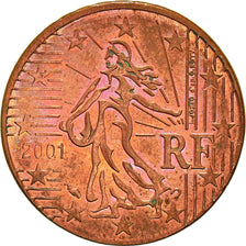 France, 10 Euro Cent, 2001, Pessac, planchet error struck on 2 cent, AU(55-58)