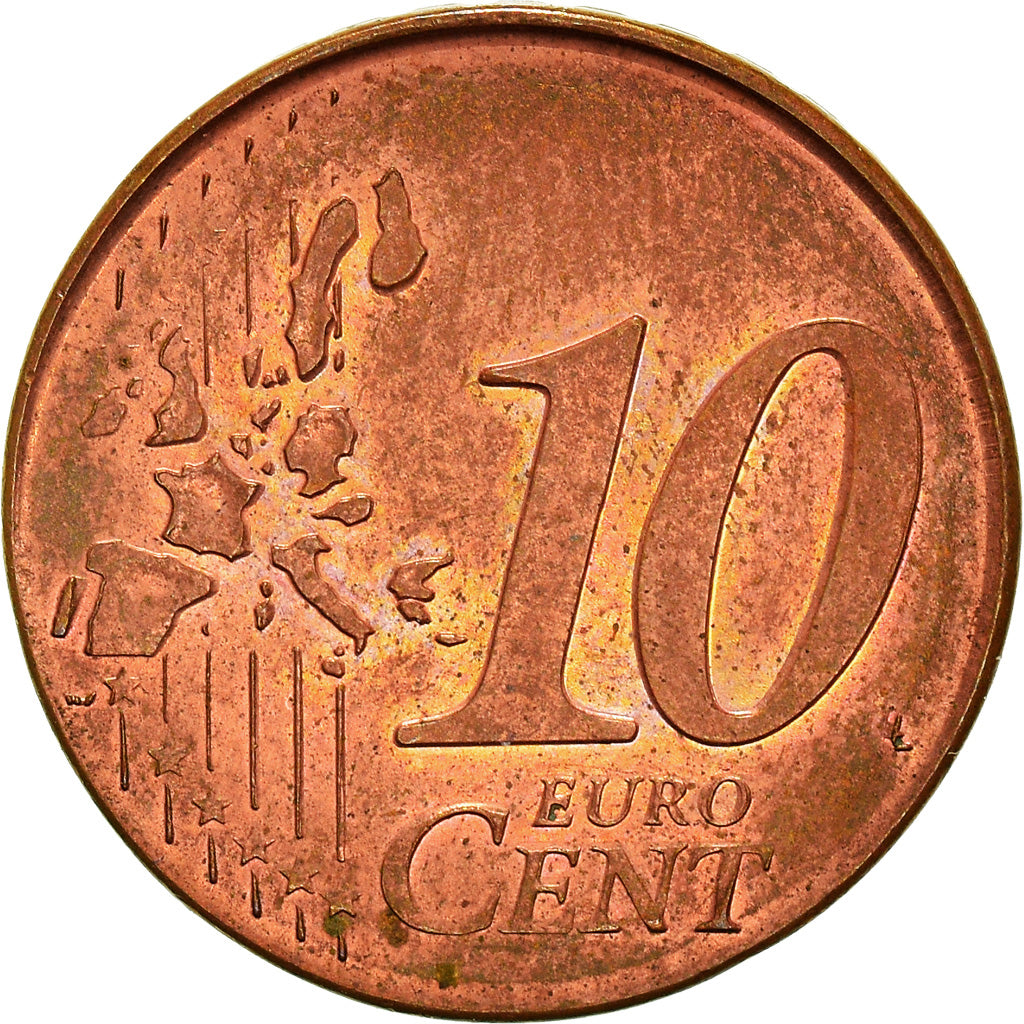 France, 10 Euro Cent, 2001, Pessac, planchet error struck on 2 cent, SUP