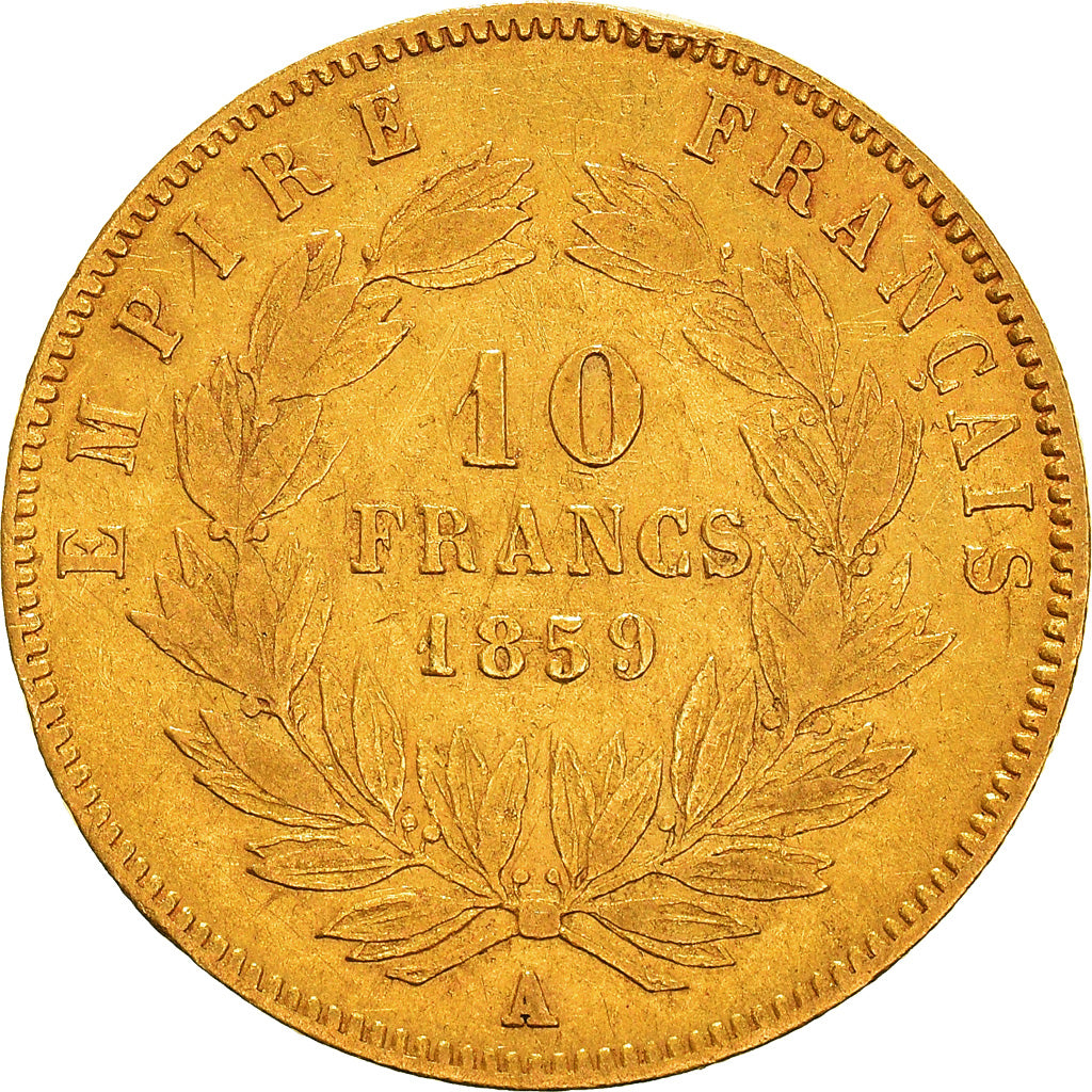 Coin, France, Napoleon III, 10 Francs, 1859, Paris, VF(30-35), Gold, KM:784.3