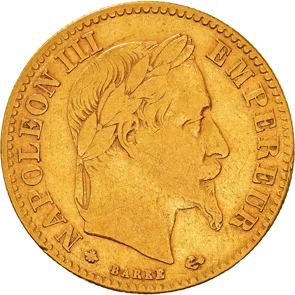 Moneda, Francia, Napoleon III, Napoléon III, 10 Francs, 1862, Paris, BC+, Oro