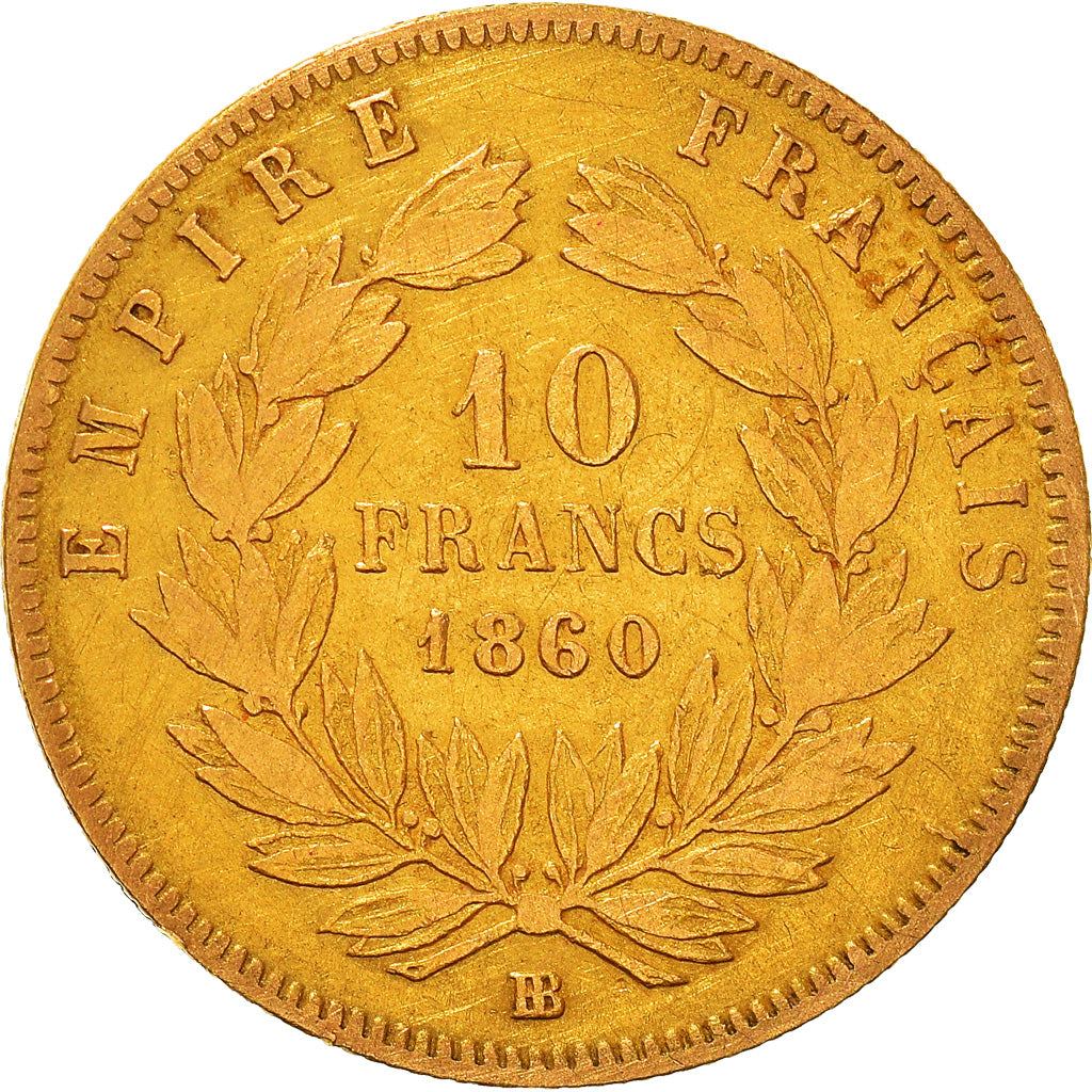 Monnaie, France, Napoleon III, Napoléon III, 10 Francs, 1860, Strasbourg, TB