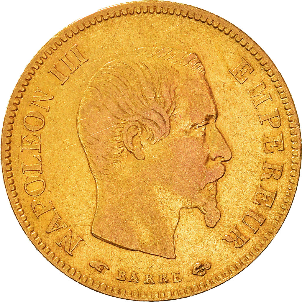 Moneta, Francia, Napoleon III, 10 Francs, 1856, Paris, MB+, Oro, KM:784.3