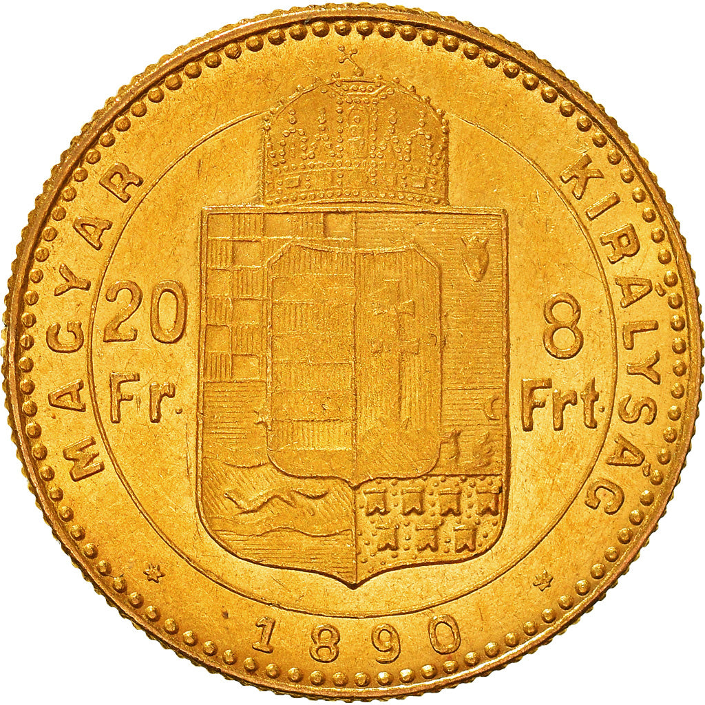Münze, Ungarn, Franz Joseph I, 8 Forint 20 Francs, 1890, Kormoczbanya, VZ