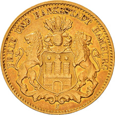 Moneta, Stati tedeschi, HAMBURG, 10 Mark, 1896, Hamburg, BB, Oro, KM:608