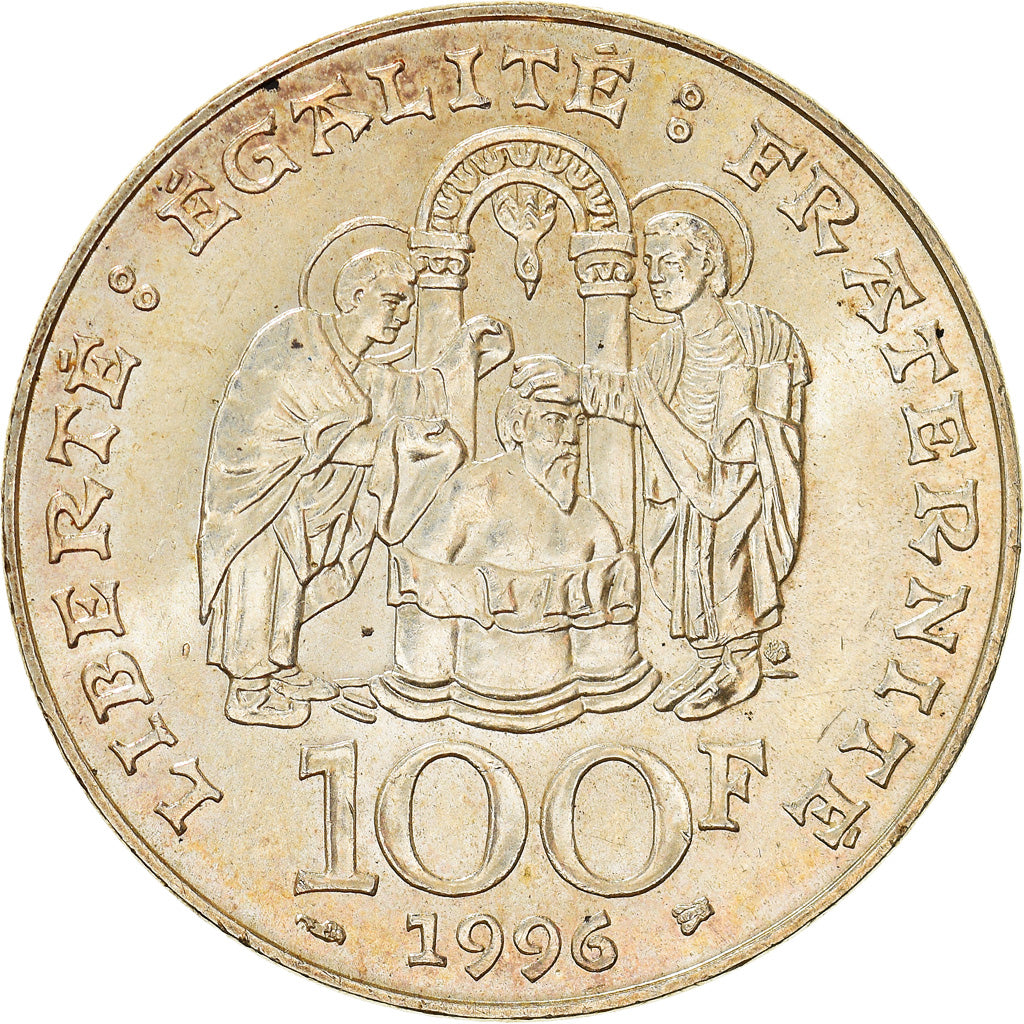 Coin, France, Clovis, 100 Francs, 1996, AU(55-58), Silver, KM:1180, Gadoury:953
