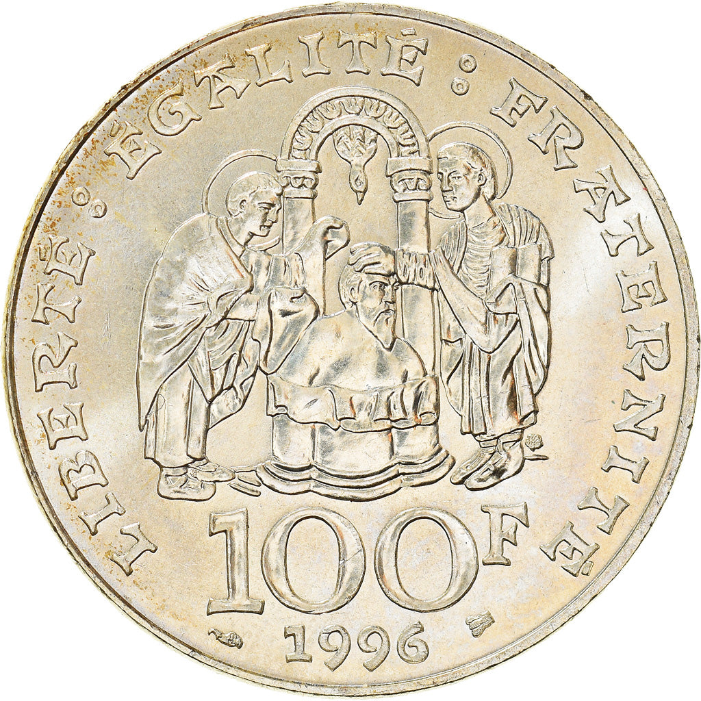Coin, France, Clovis, 100 Francs, 1996, MS(63), Silver, KM:1180, Gadoury:953