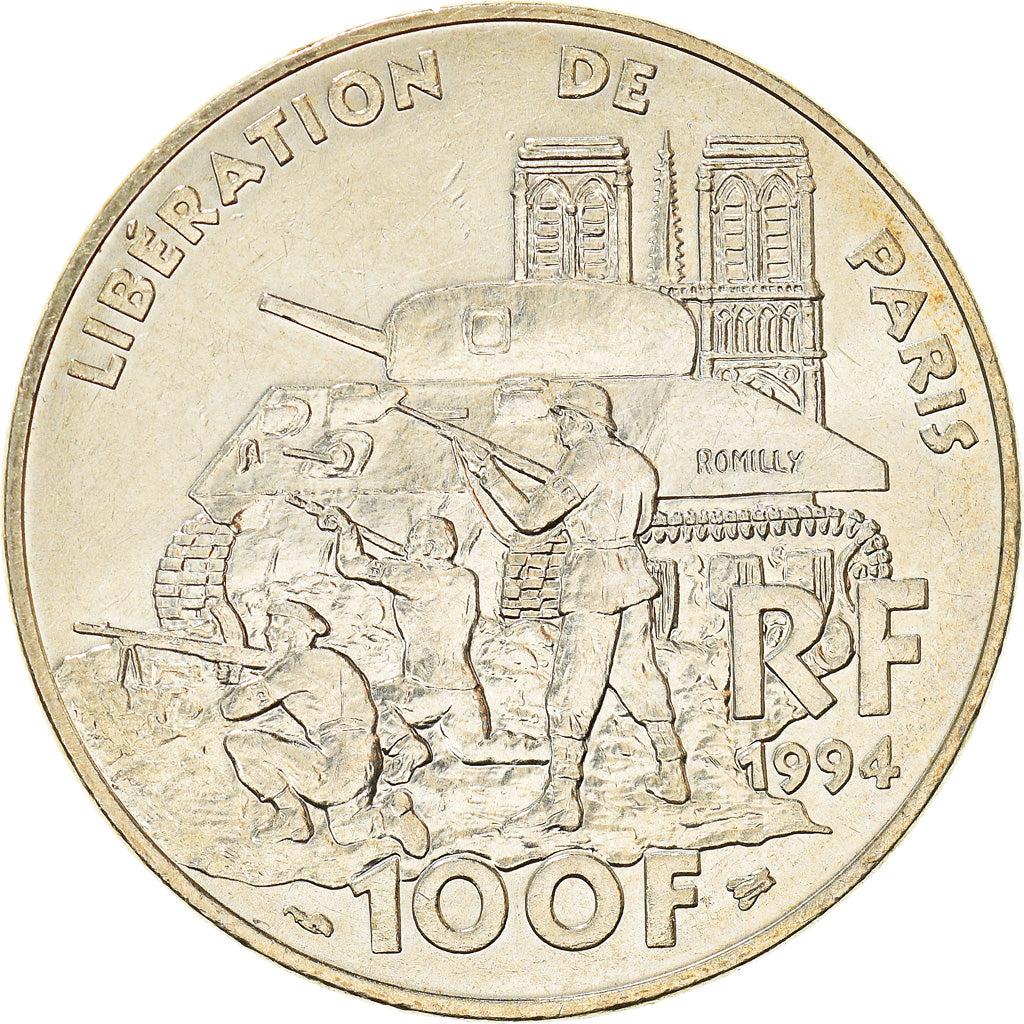 Coin, France, Libération de Paris, 100 Francs, 1994, Paris, AU(55-58), Silver