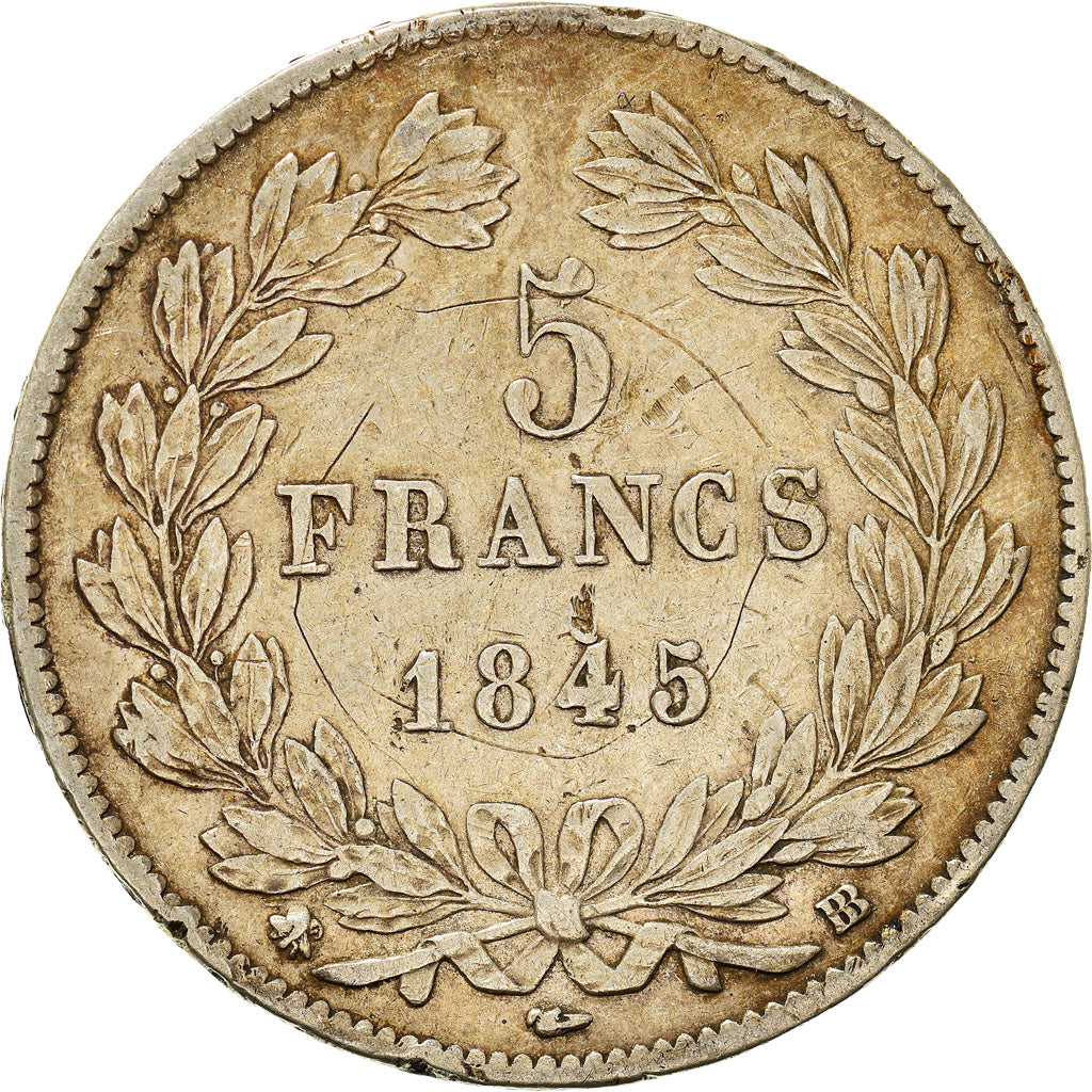 Monnaie, France, Louis-Philippe, 5 Francs, 1845, Strasbourg, TB, Argent