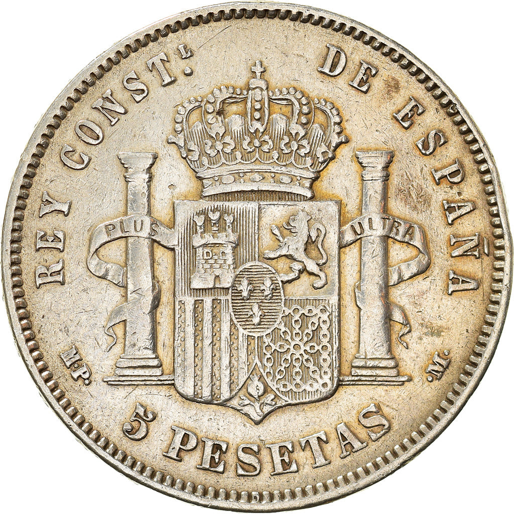Coin, Spain, Alfonso XIII, 5 Pesetas, 1888, Madrid, VF(30-35), Silver, KM:689