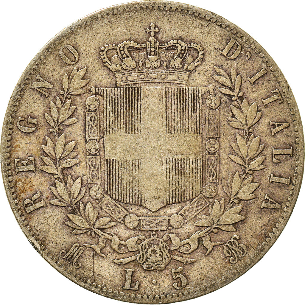 Moneta, Italia, Vittorio Emanuele II, 5 Lire, 1869, Milan, MB, Argento, KM:8.3