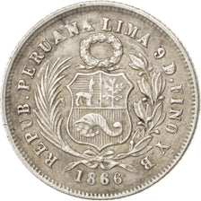 Perù, SOUTH PERU, Dinero, 1866, Lima, BB, Argento, KM:190