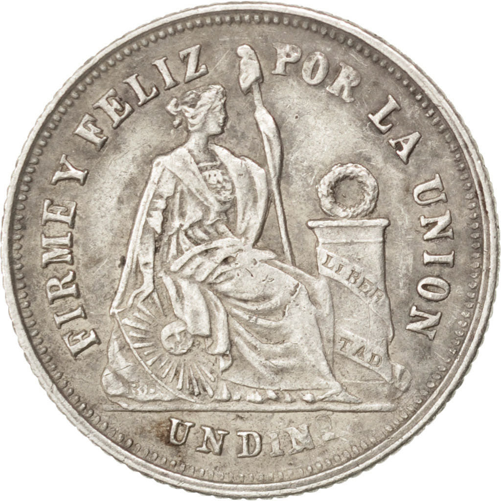 Perù, SOUTH PERU, Dinero, 1866, Lima, BB, Argento, KM:190