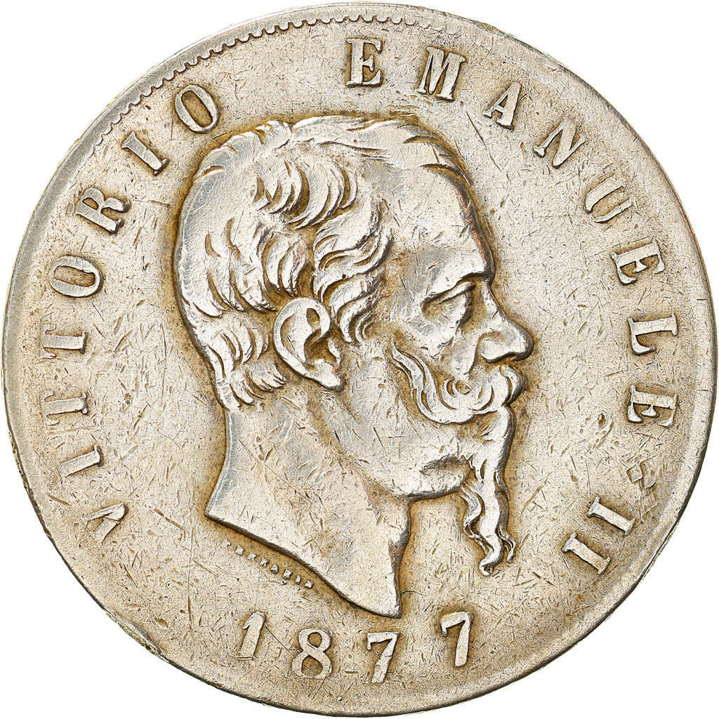 Monnaie, Italie, Vittorio Emanuele II, 5 Lire, 1877, Rome, TB, Argent, KM:8.4