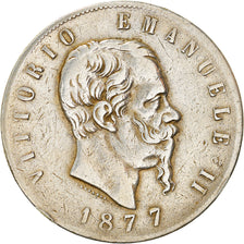Monnaie, Italie, Vittorio Emanuele II, 5 Lire, 1877, Rome, TB, Argent, KM:8.4