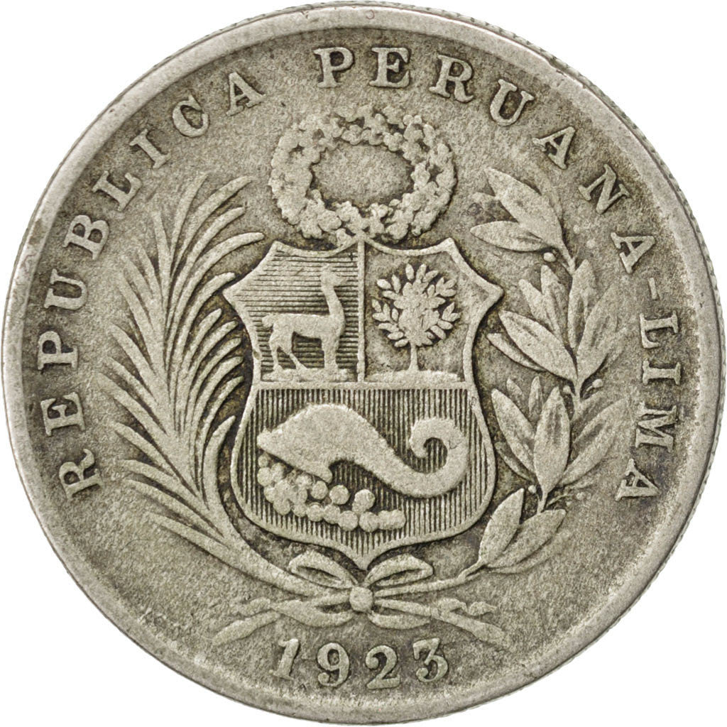 PERU, 1/2 Sol, 1923, Lima, KM #216, VF(30-35), Silver, 30, 12.40