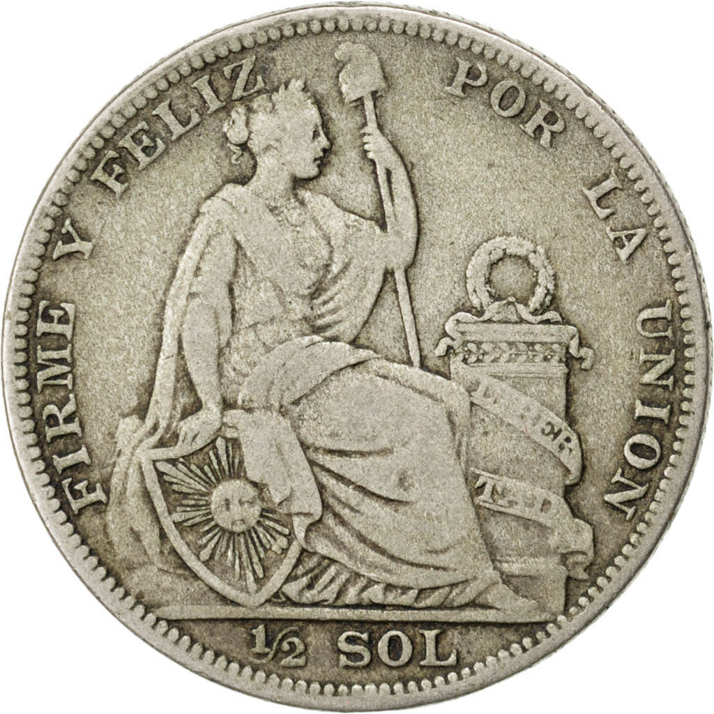 PERU, 1/2 Sol, 1923, Lima, KM #216, VF(30-35), Silver, 30, 12.40