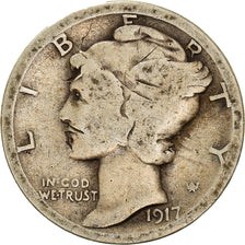 Coin, United States, Mercury Dime, Dime, 1917, U.S. Mint, San Francisco