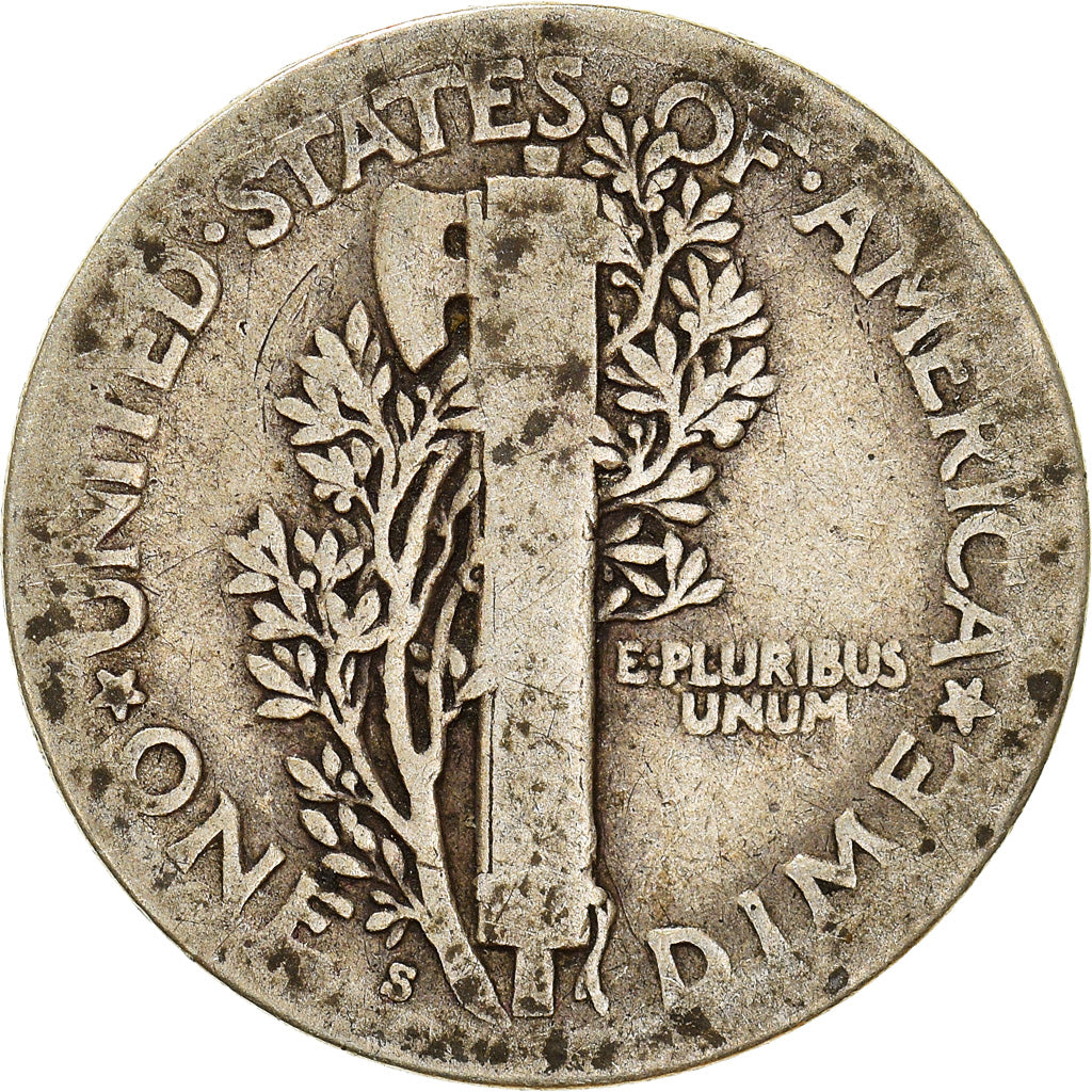 Coin, United States, Mercury Dime, Dime, 1917, U.S. Mint, San Francisco