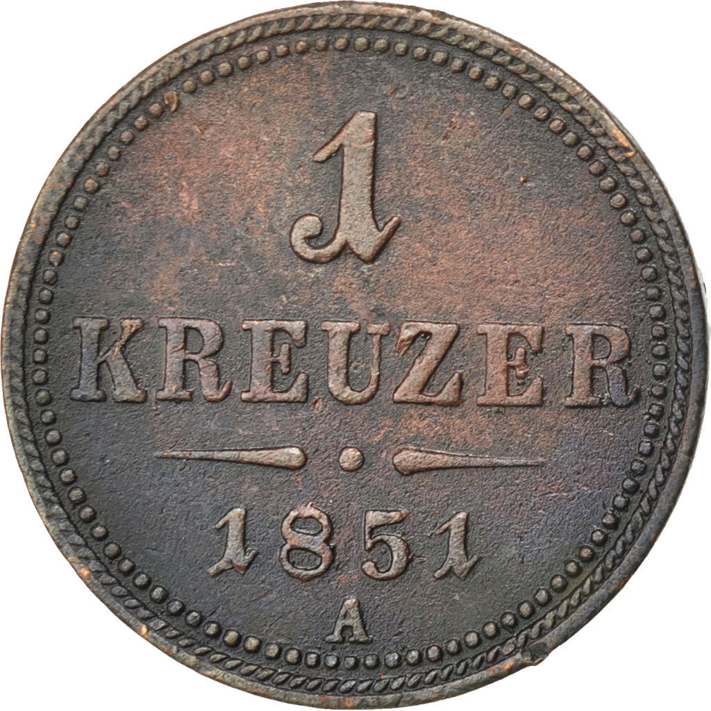Austria, Franz Joseph I, Kreuzer, 1851, Vienne, MB+, Rame, KM:2185