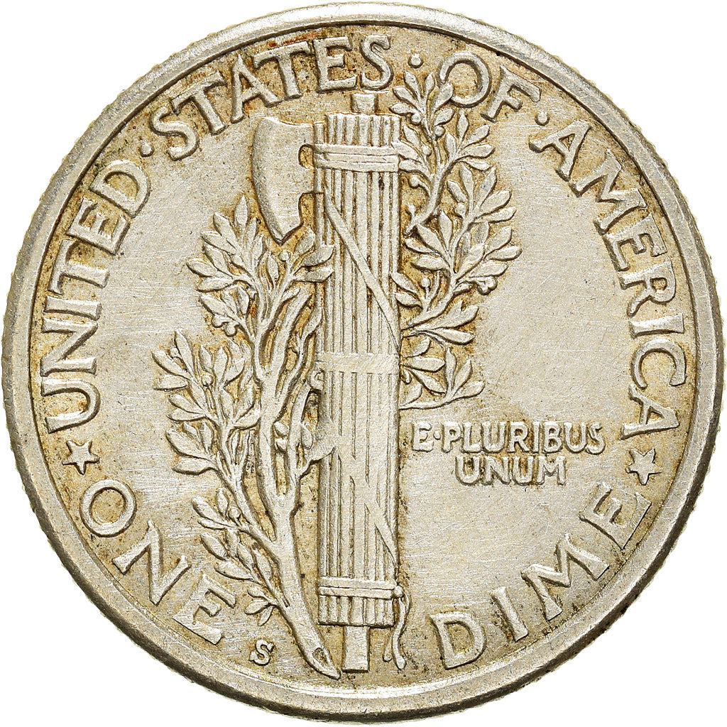 Coin, United States, Mercury Dime, Dime, 1918, San Francisco, EF(40-45), Silver