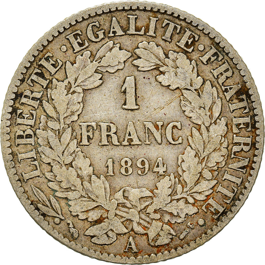 Münze, Frankreich, Cérès, Franc, 1894, Paris, S, Silber, KM:822.1