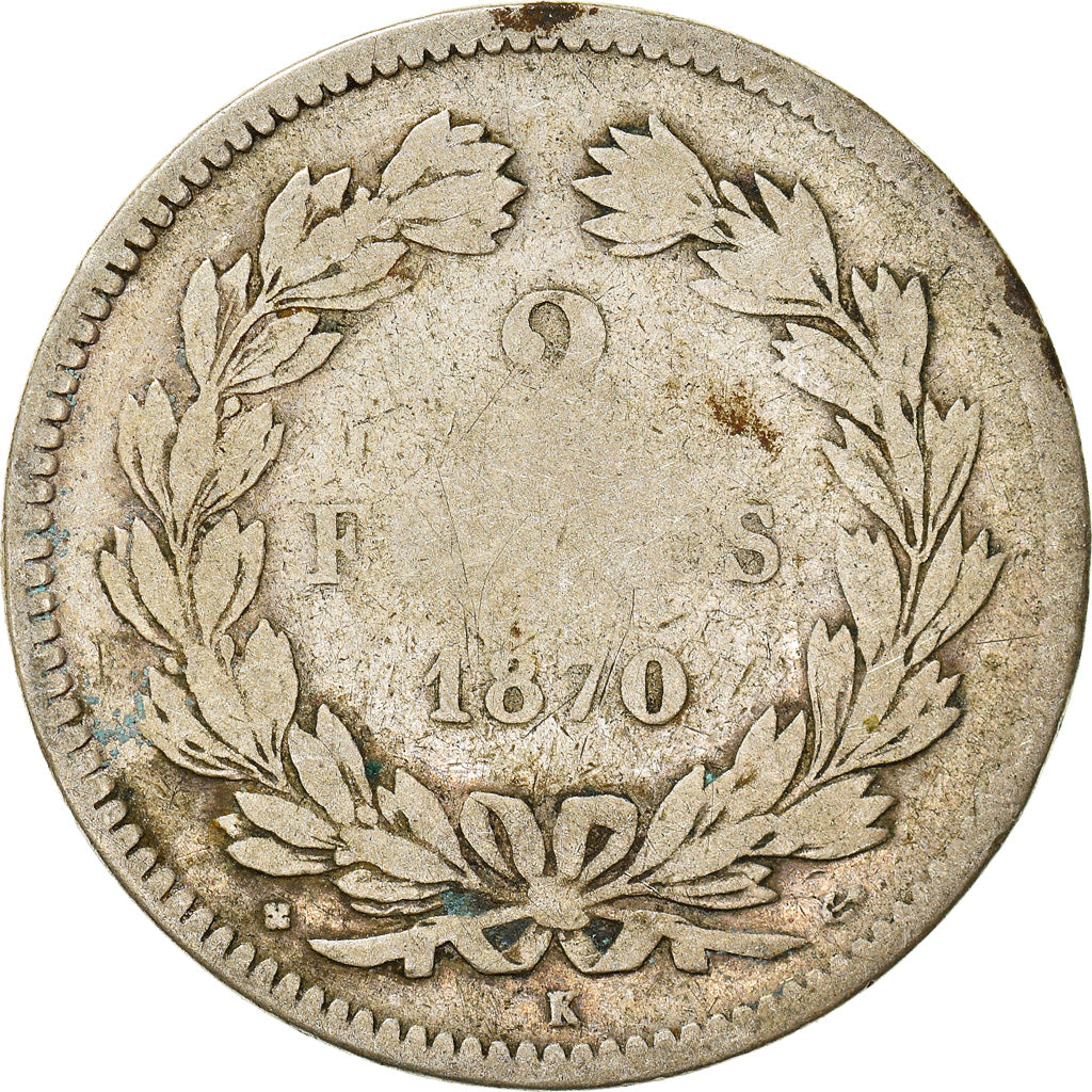 Coin, France, Cérès, 2 Francs, 1870, Bordeaux, VF(20-25), Silver, KM:816.2