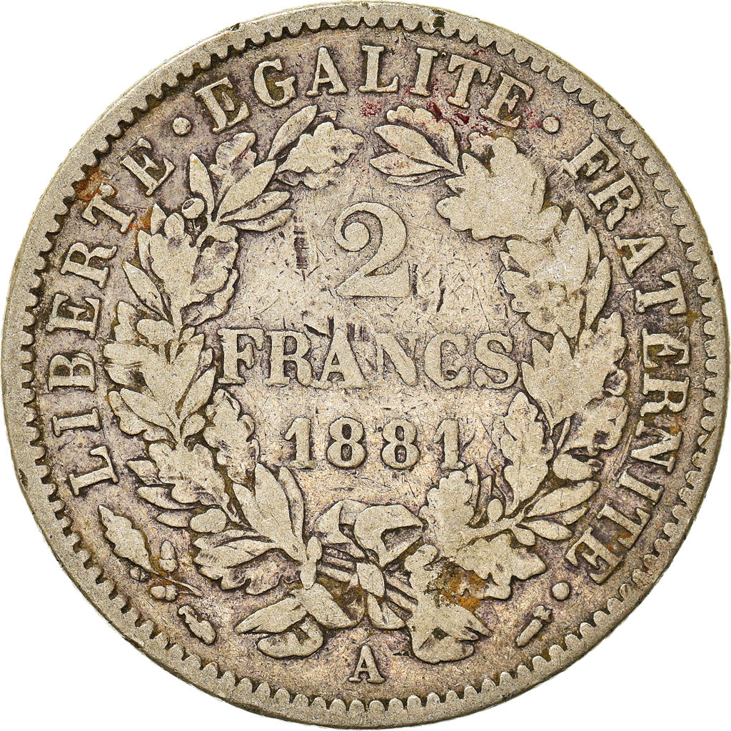 Monnaie, France, Cérès, 2 Francs, 1881, Paris, TB+, Argent, Gadoury:530a