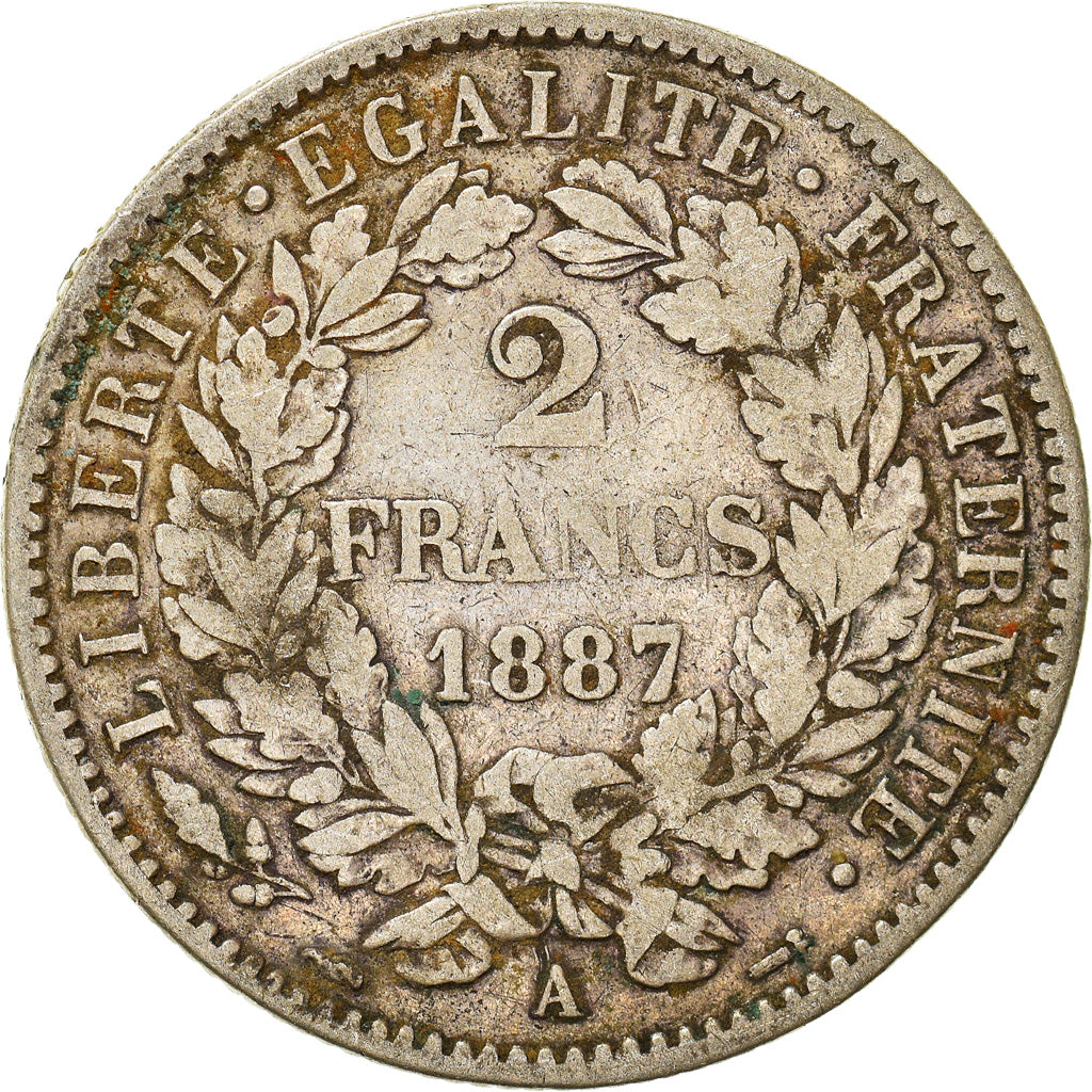 Monnaie, France, Cérès, 2 Francs, 1887, Paris, TB+, Argent, Gadoury:530a