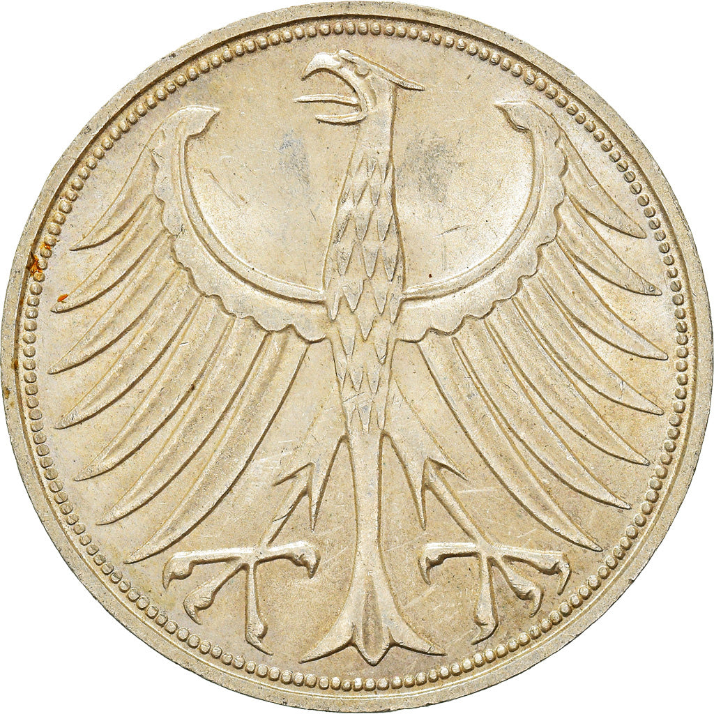 Coin, GERMANY - FEDERAL REPUBLIC, 5 Mark, 1963, Stuttgart, AU(50-53), Silver