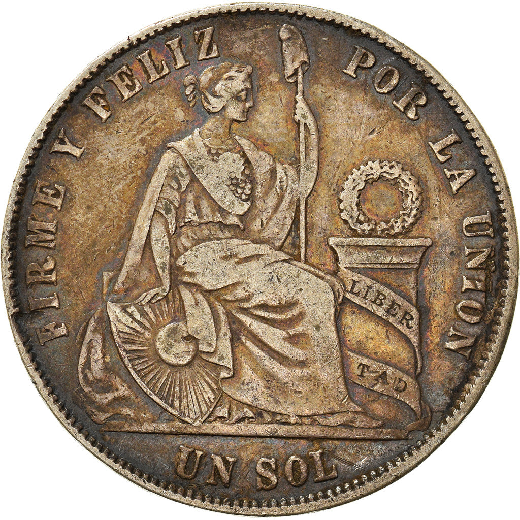 Coin, Peru, SOUTH PERU, Sol, 1872, Lima, VF(30-35), Silver, KM:196.3