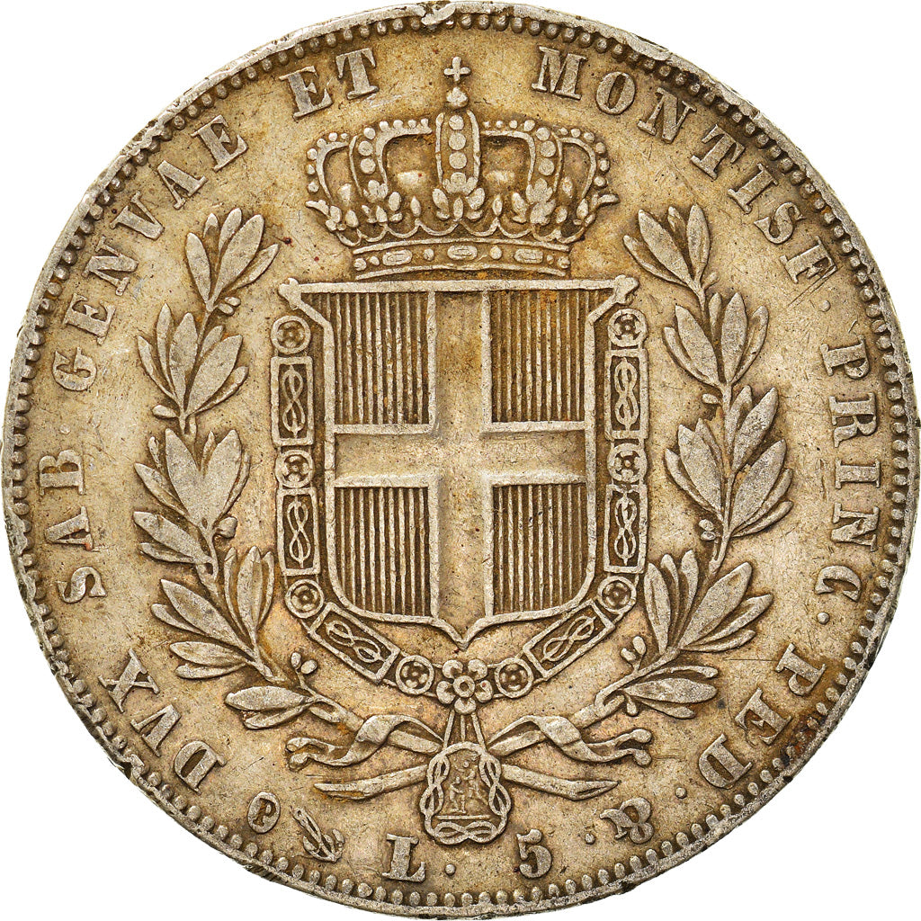 Moneda, Estados italianos, SARDINIA, Carlo Alberto, 5 Lire, 1840, Genoa, BC+