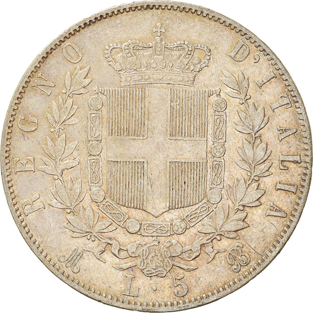 Coin, Italy, Vittorio Emanuele II, 5 Lire, 1871, Milan, VF(30-35), Silver