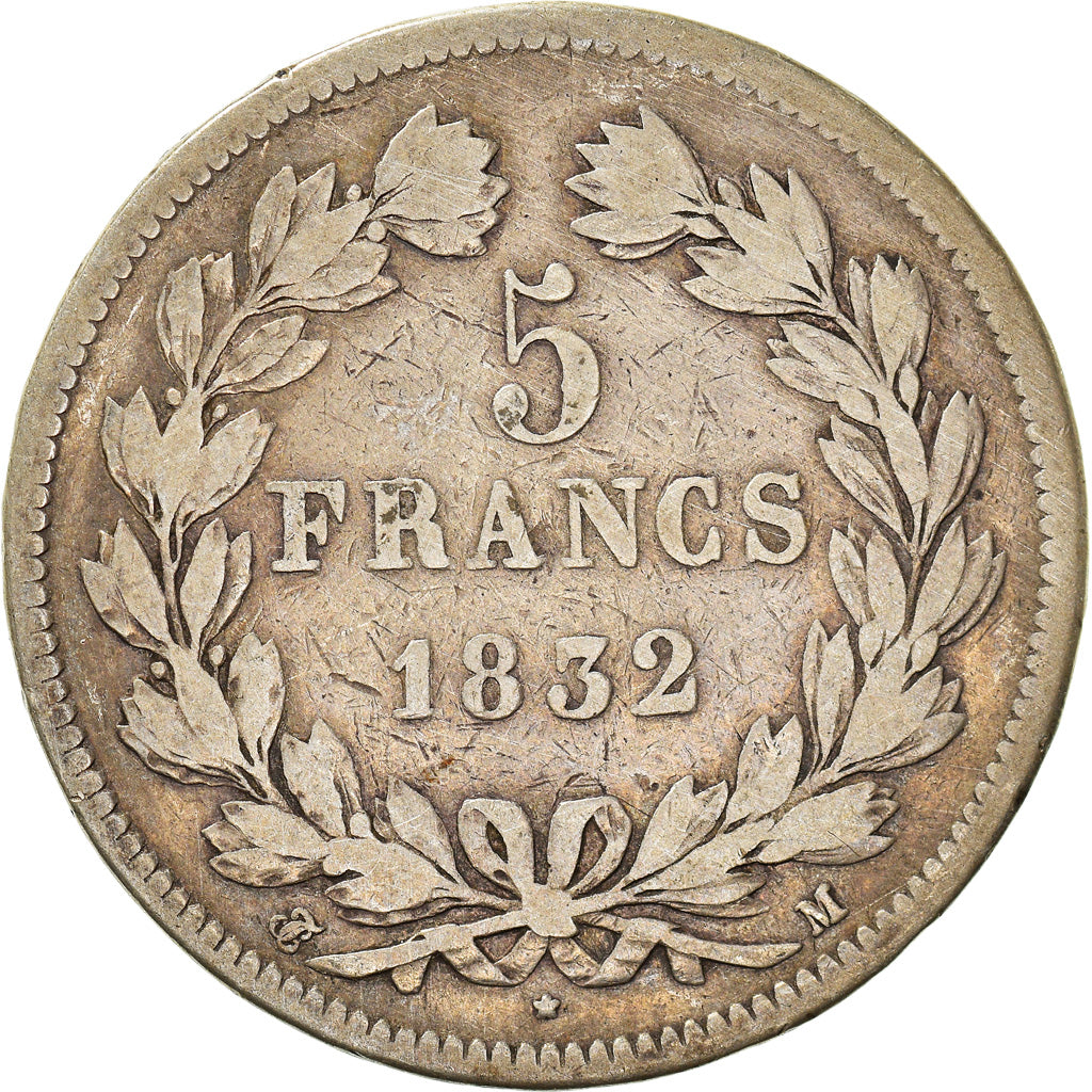 Coin, France, Louis-Philippe, 5 Francs, 1832, Toulouse, VF(20-25), Silver