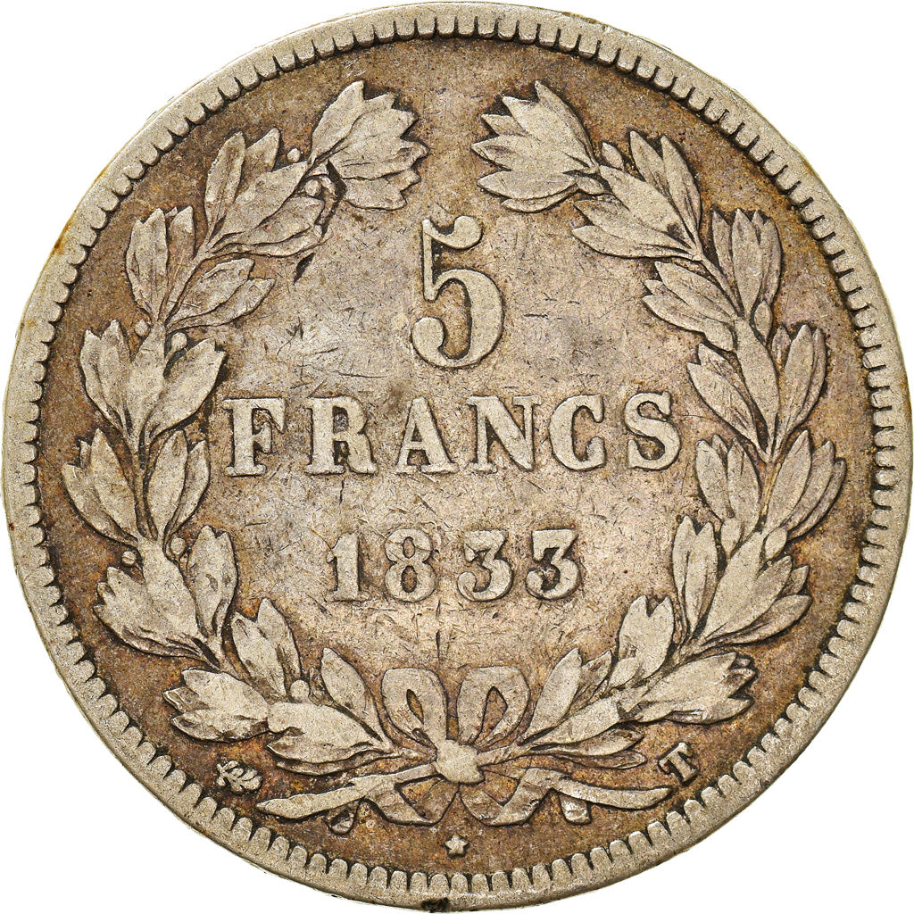 Monnaie, France, Louis-Philippe, 5 Francs, 1833, Nantes, TB, Argent