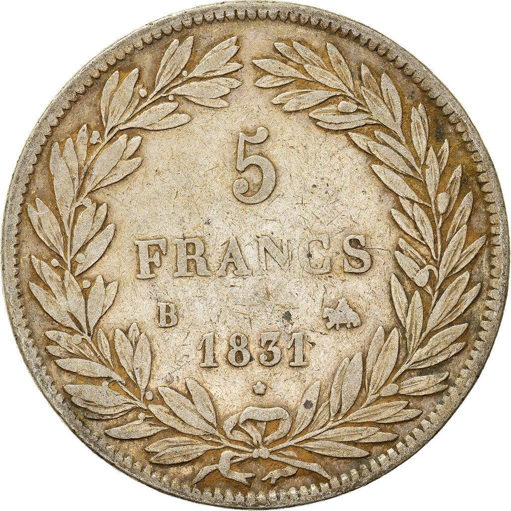 Coin, France, Louis-Philippe, 5 Francs, 1831, Rouen, VF(20-25), Silver