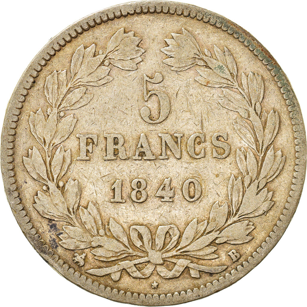 Moneta, Francja, Louis-Philippe, 5 Francs, 1840, Rouen, VF(20-25), Srebro