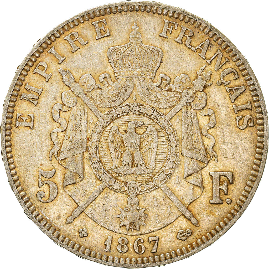 Monnaie, France, Napoléon III, 5 Francs, 1867, Strasbourg, TTB, Argent
