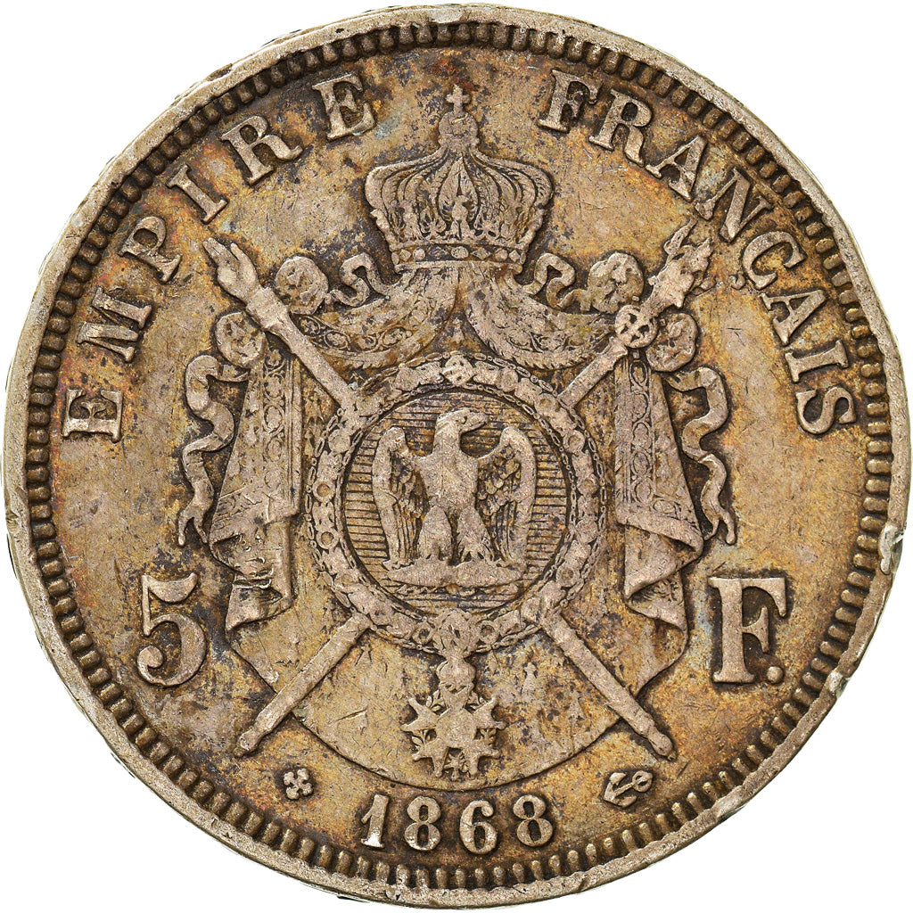 Monnaie, France, Napoleon III, 5 Francs, 1868, Strasbourg, TTB, Argent