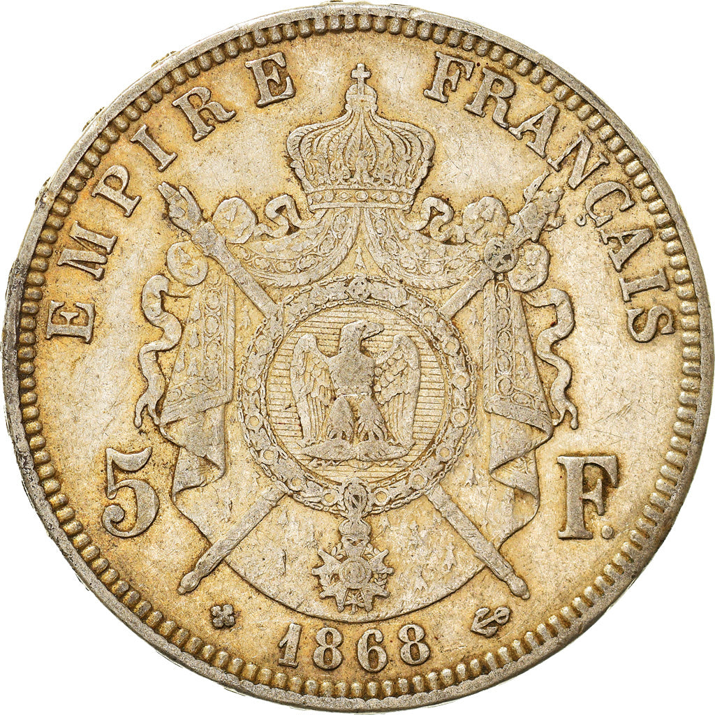 Coin, France, Napoleon III, 5 Francs, 1868, Strasbourg, EF(40-45), Silver