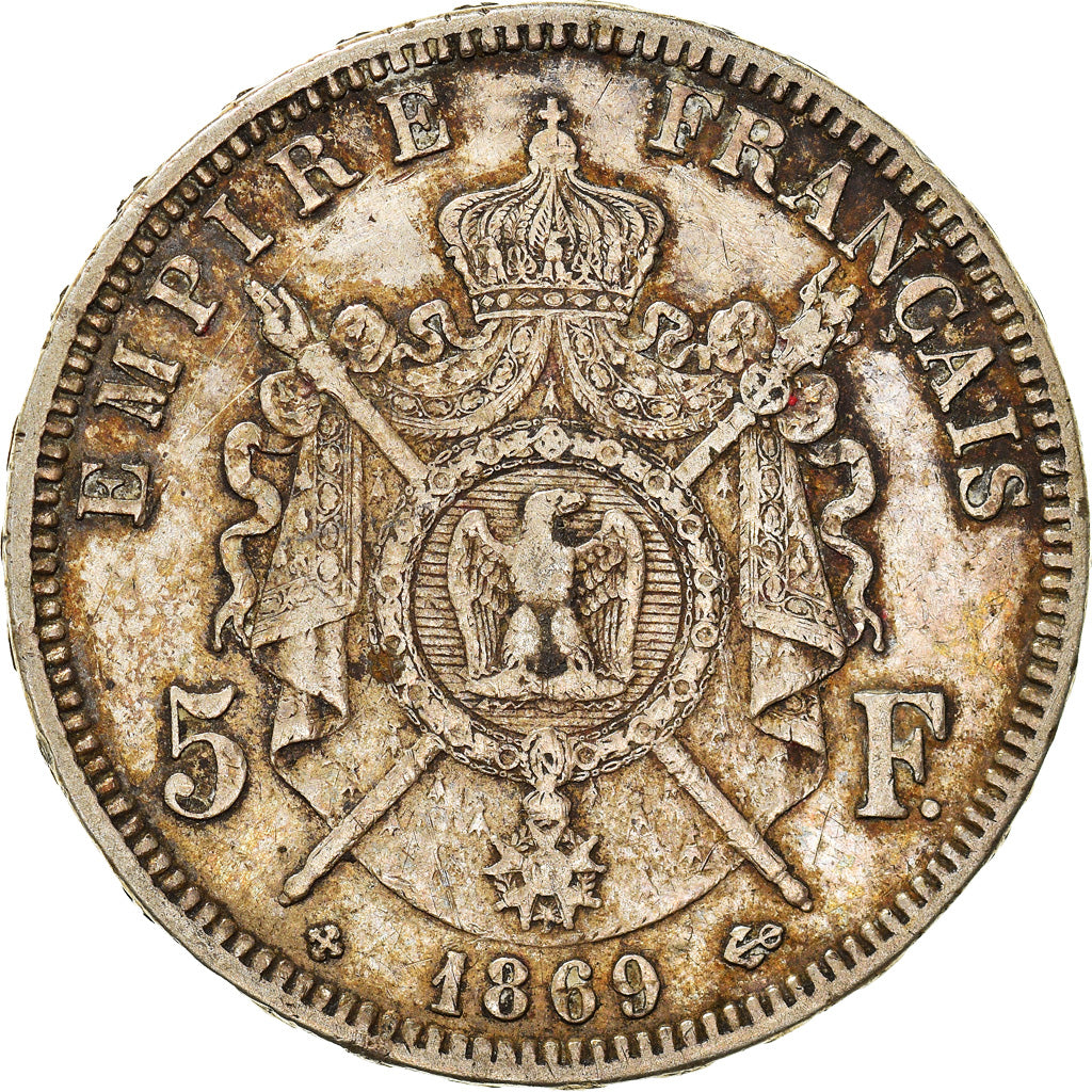 Coin, France, Napoléon III, 5 Francs, 1869, Strasbourg, EF(40-45), Silver
